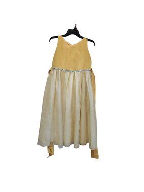 Chic Dress Girls Medium Yellow Princess Sleeveless Hip Scarf Ribbon Belt Princes